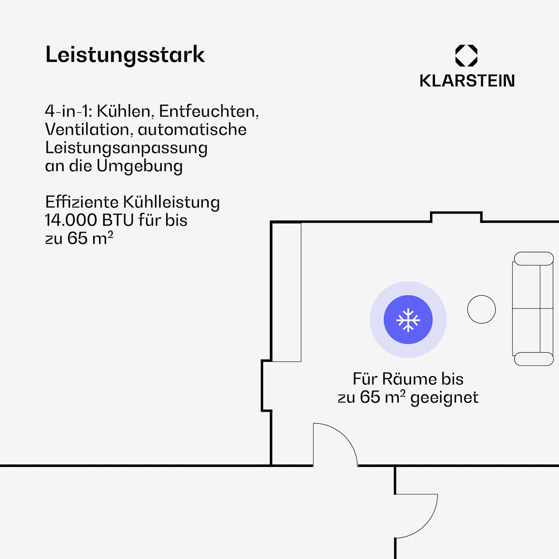 AireLux Smart 14000 BTU Mobile Klimaanlage Dunkelgrau